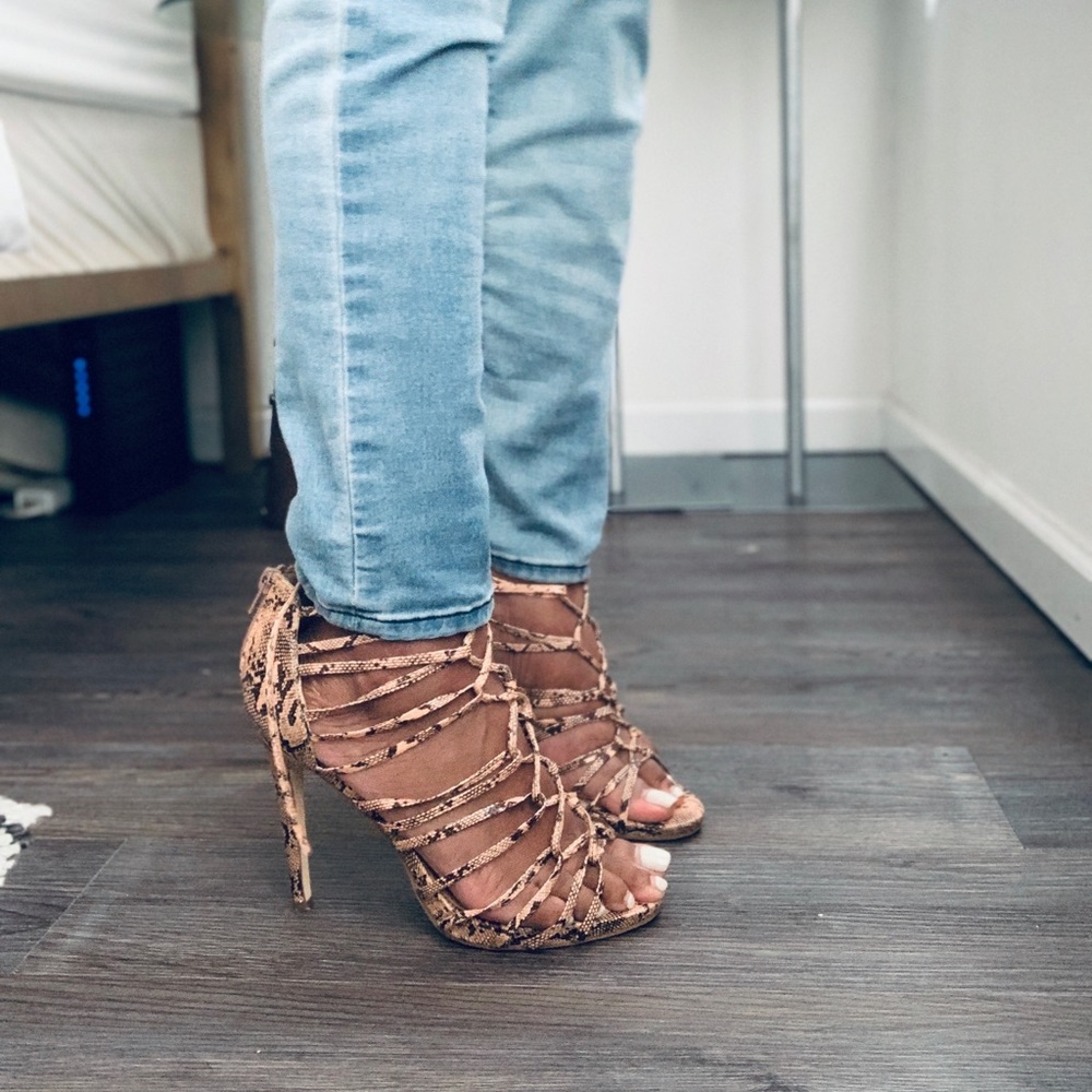 Snakeskin Strappy Heels